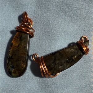 Copper Wrapped Labradorite Stone Pendant